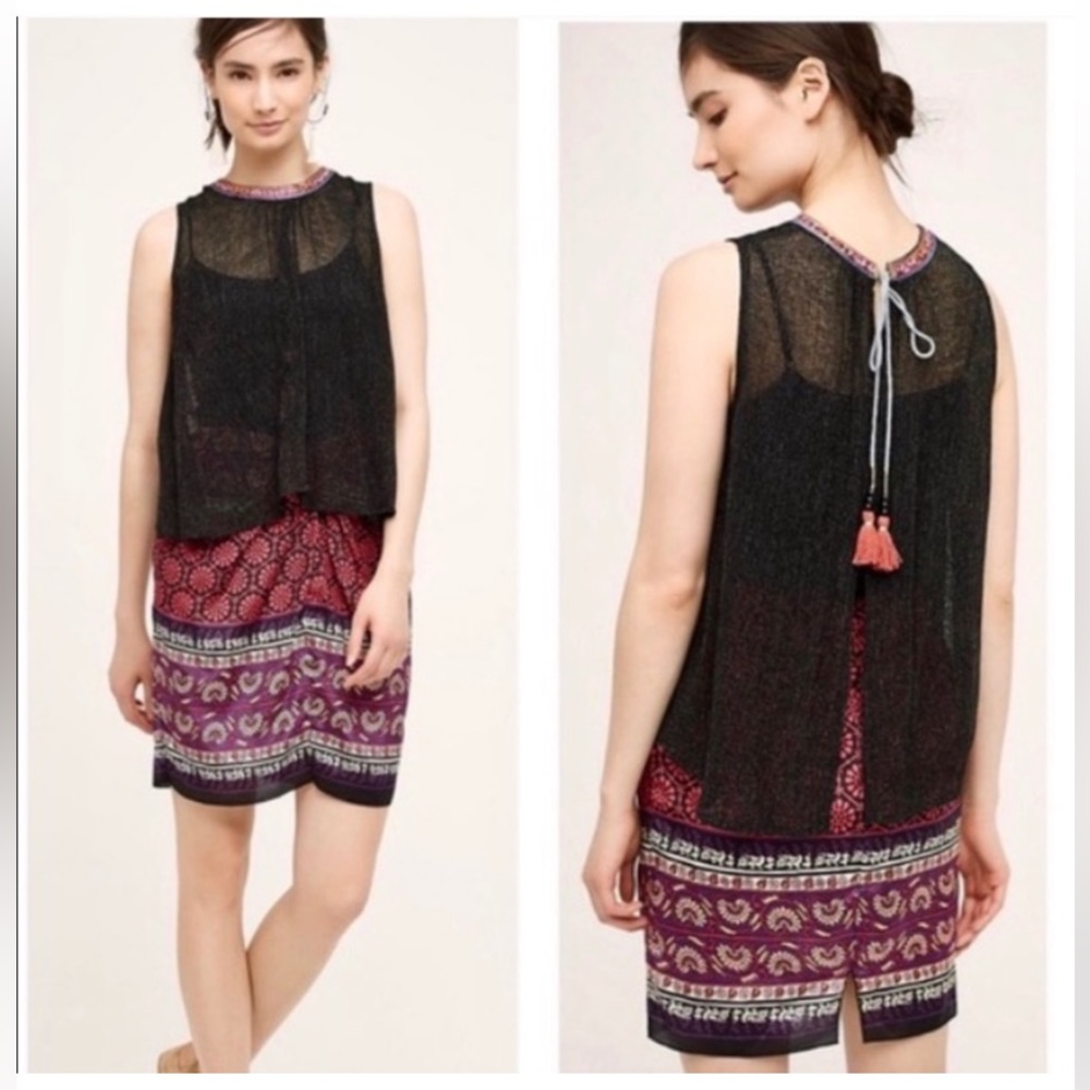 Anthropologie (eri + ali) Sheer Tie-Back top, size XL